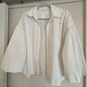 Veronica Beard White Puff Sleeve Top